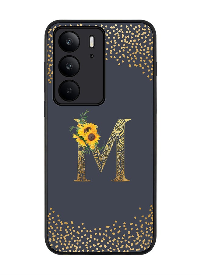 Stylizedd For Realme C75x / C75 4G Case,Slim fit Camera Protection, Shockproof Thin Phone cover  - Custom Floral Monogram - M  (Grey ) - Image 1